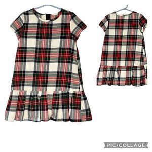 Wonder Nation Christmas Tartan Plaid Red Green Cream Crew Neck Size Girl 5T